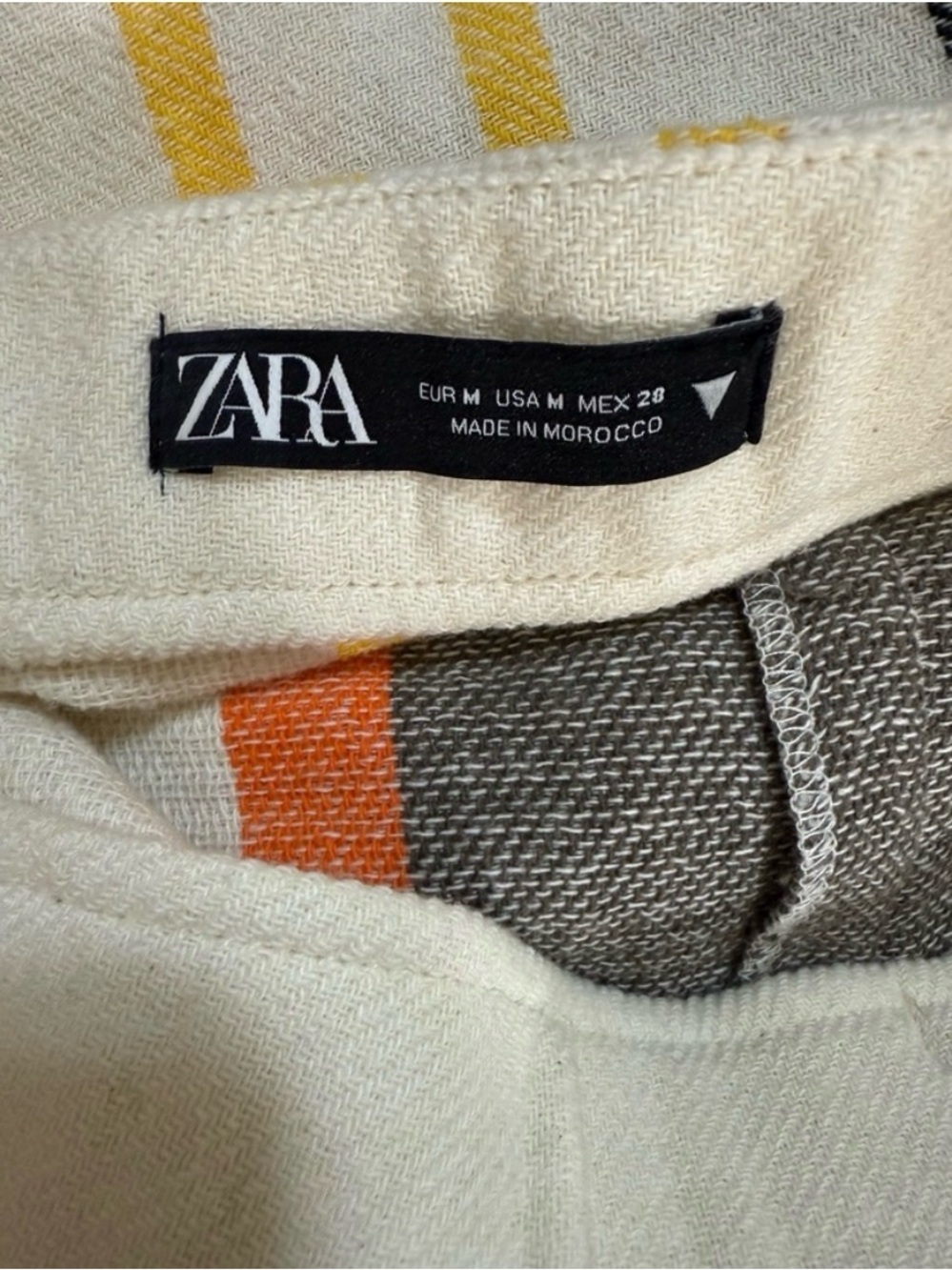 Zara Striped Fringe Wrap Midi Maxi Skirt Cream Orange Yellow Boho Size M - Picture 6 of 6